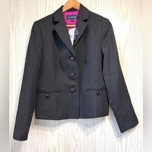 Evan Picone Black Pinstripe Blazer Size 12 Suit Jacket